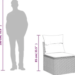 vidaXL 3-delige Loungeset met kussens en hout armsteun - Grijs - Poly rattan