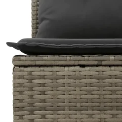 vidaXL 4-delige Loungeset met kussens en hout armsteun - Grijs - Poly rattan