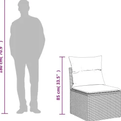 vidaXL 4-delige Loungeset met kussens en hout armsteun - Grijs - Poly rattan