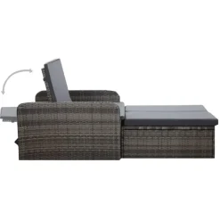VIDAXL 2-delige Loungeset met kussens poly rattan grijs