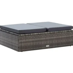 VIDAXL 2-delige Loungeset met kussens poly rattan grijs