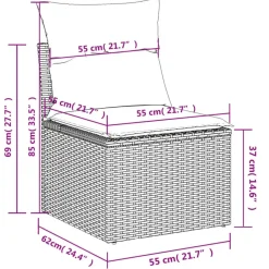 vidaXL 5-delige Loungeset met kussens en kruk - hout armsteun - Grijs