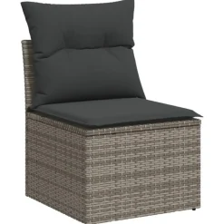 vidaXL 4-delige Loungeset met kussens en kruk - hout armsteun - Grijs