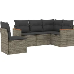 vidaXL 5-delige Loungeset voor 5 met kussens - Gris - Poly rattan