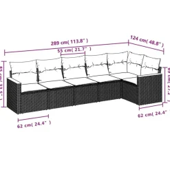 vidaXL 6-delige Loungeset voor 6 met kussens - Gris - Poly rattan