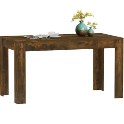 vidaXL Eettafel - Gerookt eiken - Bewerkt hout - 140x74.5x76 cm