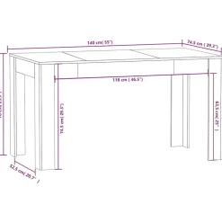 vidaXL Eettafel - Gerookt eiken - Bewerkt hout - 140x74.5x76 cm