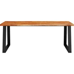 vidaXL Eettafel - Rechthoekige tafel - Massief acaciahout en staal - 200x90 cm