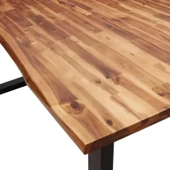 vidaXL Eettafel - Rechthoekige tafel - Massief acaciahout en staal - 200x90 cm