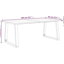 vidaXL Eettafel - Rechthoekige tafel - Massief acaciahout en staal - 200x90 cm