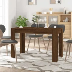 vidaXL Eettafel - Rechthoekige tafel - Bruin eiken - Bewerkt hout - 120x60x76 cm