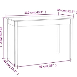 vidaXL Eettafel - Rechthoekige tafel - Wit - Massief grenenhout - 110x55 cm