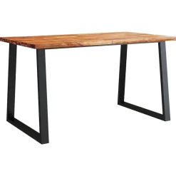 vidaXL Eettafel - Rechthoekige tafel - Massief acaciahout en staal - 140x80 cm