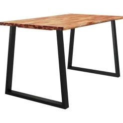 vidaXL Eettafel - Rechthoekige tafel - Massief acaciahout en staal - 140x80 cm