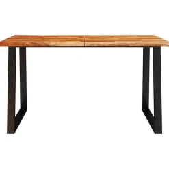 vidaXL Eettafel - Rechthoekige tafel - Massief acaciahout en staal - 140x80 cm