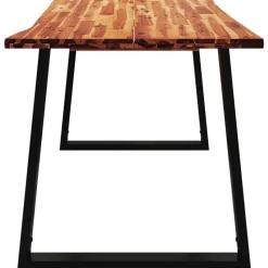 vidaXL Eettafel - Rechthoekige tafel - Massief acaciahout en staal - 140x80 cm