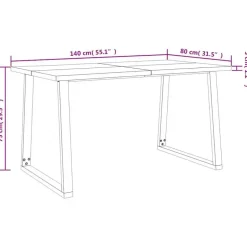 vidaXL Eettafel - Rechthoekige tafel - Massief acaciahout en staal - 140x80 cm