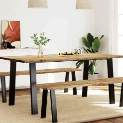 vidaXL Eettafel - Rechthoekige tafel - Massief acaciahout en staal - 150x90 cm