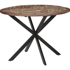 vidaXL Eettafel - Ronde tafel - Massief gerecycled hout en staal - Ø110 cm