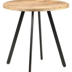 vidaXL Eettafel - Ronde tafel - Ruw mangohout en ijzer - Ø80 cm