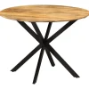 vidaXL Eettafel - Ronde tafel - Massief mangohout en staal - Ø110 cm