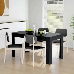 vidaXL Eettafel - Zwart - Bewerkt hout - 140x74.5x76 cm