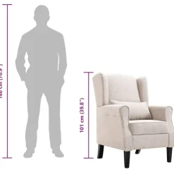 VIDAXL Fauteuil stof beige