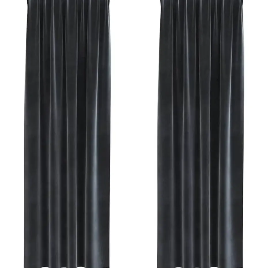 vidaXL Gordijnen - Verduisterend - Donkergrijs - 140x225 cm - Fluweel - 2 Stuks