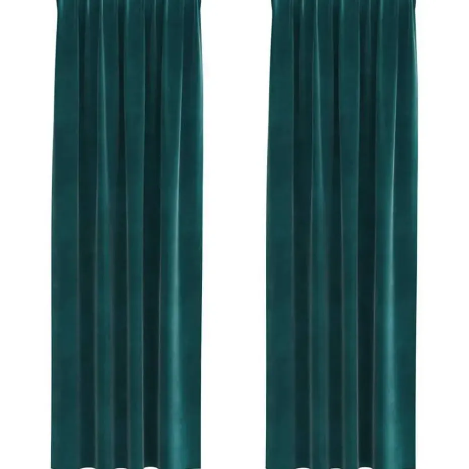 vidaXL Gordijnen - Verduisterend - 140x245 cm - Donkergroen - Fluweel - 2 Stuks