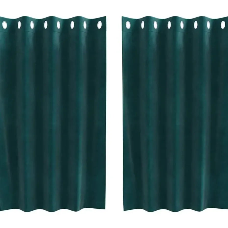 vidaXL Gordijnen met ringen - Donkergroen - 140x140 cm - Fluweel - 2 Stuks