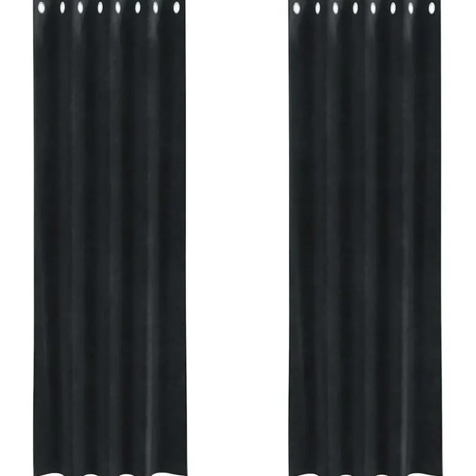 vidaXL Gordijnen met ringen - Verduisterend - Zwart Fluweel - 140x245 cm - 2 St.