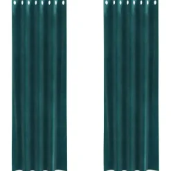 vidaXL Gordijnen met ringen - Donkergroen - 140x225 cm - Fluweel - 2 Stuks