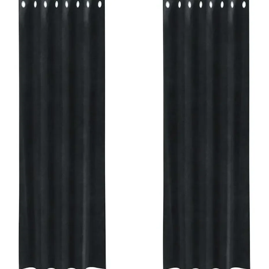 vidaXL Gordijnen met ringen - Verduisterend - Zwart Fluweel - 140x225 cm - 2 St.