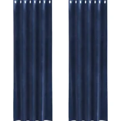 vidaXL Gordijnen met ringen - Donkerblauw - 140x225 cm - Fluweel - 2 Stuks