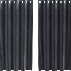 vidaXL Gordijnen met ringen - Donkergrijs - 140x175 cm - Fluweel - 2 Stuks
