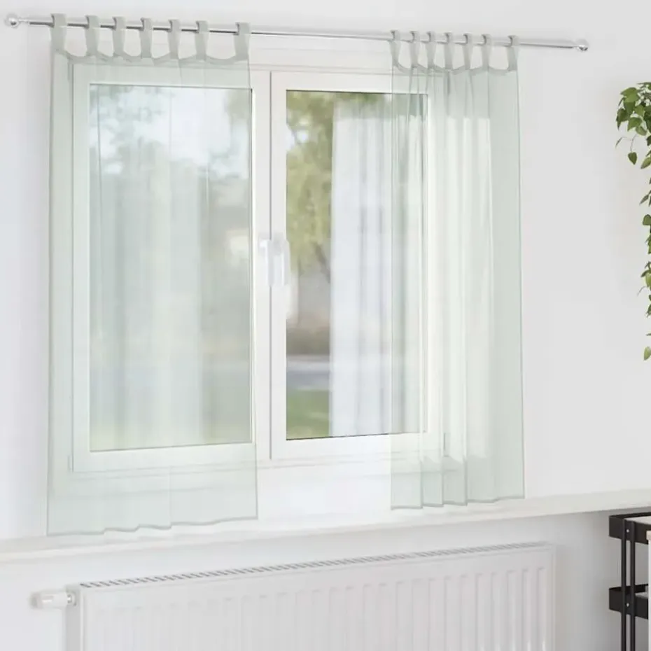 vidaXL Gordijnen van voile met lussen - Lichtgrijs - 140x175 cm - Stof - 2 Stuks