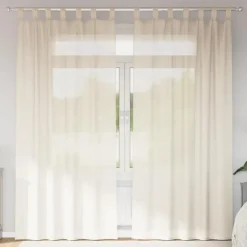 vidaXL Gordijnen van voile met lussen - Crème - 140x245 cm - Stof - 2 Stuks