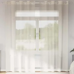 vidaXL Gordijnen van voile met ringen - Crème - 140x225 cm - Stof - 2 Stuks