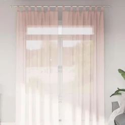 vidaXL Gordijnen van voile met lussen - Lichtroze - 140x260 cm - Stof - 2 Stuks