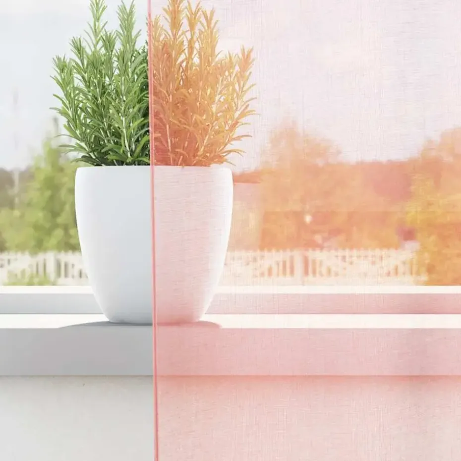 vidaXL Gordijnen van voile met lussen - Roze - 140x245 cm - Stof - 2 Stuks