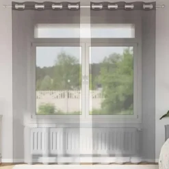 vidaXL Gordijnen van voile met ringen - Donkergrijs - 140x225 cm - Stof - 2 St.