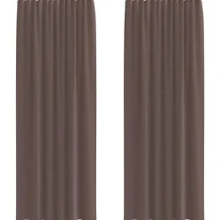 vidaXL Gordijnen van voile met roedezakken - Bruin - 140x260 cm - Stof - 2 Stuks