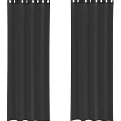 vidaXL Gordijnen van voile met ringen - Zwart - 140x300 cm - Stof - 2 Stuks