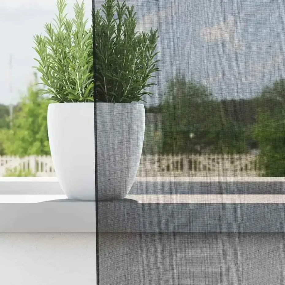 vidaXL Gordijnen van voile met ringen - Zwart - 140x300 cm - Stof - 2 Stuks