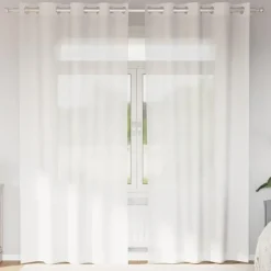vidaXL Gordijnen van voile met ringen - Wit - 140x245 cm - Stof - 2 Stuks