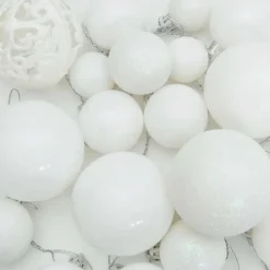 vidaXL Kerstballen set met 150 LED - 61x - Ø3/4/6 cm - Wit - Kunststof - Mix