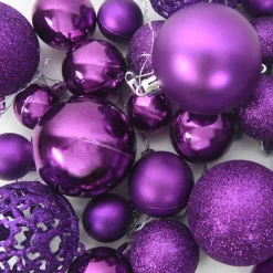 vidaXL Kerstballen set met 150 LED - 61x - Ø3/4/6 cm - Lila - Kunststof - Mix