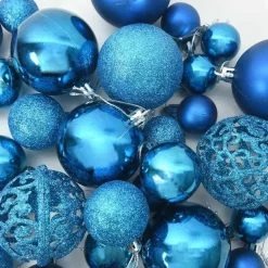 vidaXL Kerstballen set met 300 LED - 120x - Ø3/4/6 cm - Blauw - Kunststof - Mix