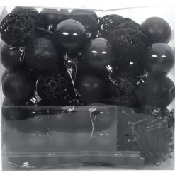 vidaXL Kerstballen set met 300 LED - 120x - Ø3/4/6 cm - Zwart - Kunststof - Mix