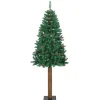 vidaXL Kerstboom met echt hout en dennenappels smal 210 cm PVC groen